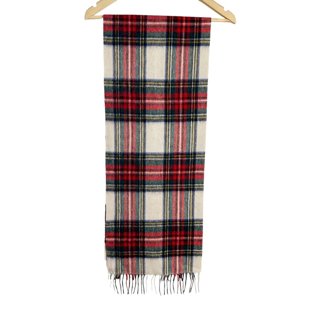 The Skye Croft Collection Long Lambswool Tartan Check Plaid Fringed Scarf